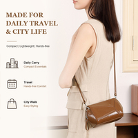 Sac à bandoulière mini-baril en cuir véritable pour femme avec fermeture éclair, forme compacte, idéal pour les sorties, les voyages, décontracté, marque privée ODM