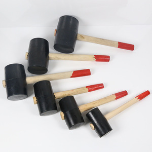 Martillo de goma con mango de madera negro y rojo para instalación de azulejos y herramientas de bricolaje, martillo de albañil - Product Image 1