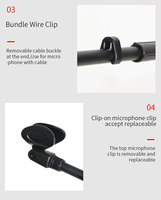 Support de microphone trépied HEBIKUO, vente en gros directe d'usine, hauteur réglable, base stable, design portable, matériau fer+ABS, noir