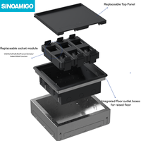 SINOAMIGO OEM&ODM Enchufe de suelo empotrado oculto negro mate de acero inoxidable, caja de suelo eléctrica reemplazable para UE, Reino Unido, UN, AU