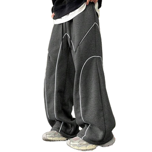 Pantalones Jogger de Algodón Bordado de Alta Calidad con Efecto Desgastado, Pierna Recta, 500 Gsm, Pierna Ancha, Costuras en Contraste, Estilo Baggy para Hombre - Product Image 2