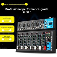Console de mixage professionnelle 7 voies transfrontalière pour scène, chant, diffusion audio en direct, équipement de réglage de moniteur USB, mixeur DJ