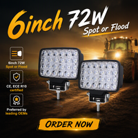 Lampe de travail carrée à LED de 6.5 pouces pour excavations avec ECE R10 John Deere Lampe de travail à LED 12v 48v ip67 Lampes de travail 7 pouces