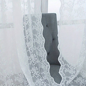 Cortinas de Encaje Bohemio Vintage, Elegantes Paneles Florales Color Marfil/Crema con Bolsillo para Barra, Protección de Privacidad, Filtrado de Luz para Dormitorio - Product Image 3