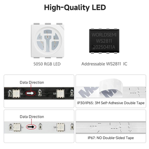 Tira de LED RGB Digital Direccionable <span class=keywords><strong>BTF</strong></span> <span class=keywords><strong>LIGHTING</strong></span> de 3 Leds, Controlable, DC12V, Ip20, Ip30, Regulable, Color de Ensueño, Ws2811 - Product Image 2