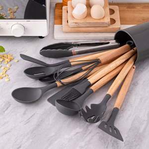 Ensemble d'ustensiles de cuisine en silicone 12 pièces avec seau de rangement, spatule en silicone, cuillère à soupe, outils de cuisine résistants aux hautes températures - Product Image 4