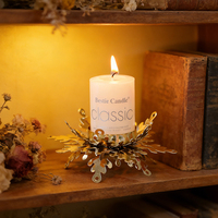 Porte-bougie de Noël doré en forme de grande flocon de neige, support de bougie personnalisé pour décorations de table de fête de Noël