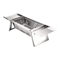 Grille à Kebab Pliante en Acier Inoxydable, Portable, Pliage Rapide, pour Barbecue Domestique et Extérieur, Hauteur 16 cm, pour Grillades