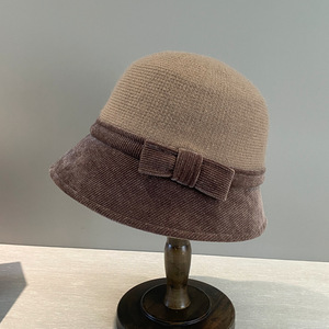 Vente en gros de chapeaux élégants Fedora avec nœud pour femme Chapeaux en polyester Bonnets seau d'hiver vintage élégants - Product Image 4