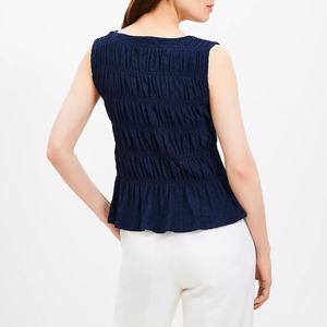 Nouveauté d'usine : Blouse sans manches plissée à lacets pour femme, style gilet, avec volants, collection Printemps-Été - Product Image 4