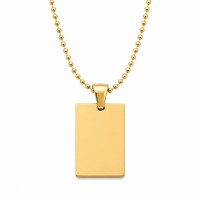 Collier Pendentif Rectangulaire Carré Minimaliste en Acier Inoxydable Plaqué Or 18K, Lettre d'Amour Commémorative, Vente en Gros, Prêt à Expédier
