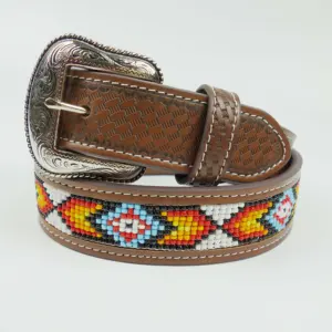 Cinturón con cuentas de mano para hombre y mujer, cinturón de cuero estilo Tribal étnico estilo vaquero occidental