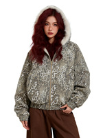 Blouson matelassé vintage à imprimé léopard, coupe courte et ample, unisexe, pour homme et femme, idéal pour l'hiver