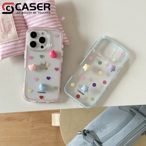 Estilo de verano colorido 3D goteo pegamento estrella/amor/esfera decoración a prueba de golpes cubierta de teléfono transparente para <span class=keywords><strong>iPhone</strong></span> 17 16 15 14 Pro Max - Product Image 5