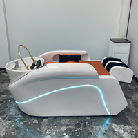 Fauteuil de lavage de cheveux intelligent et moderne en cuir durable avec massage électrique, céramique, thérapie à la vapeur, traitement thaïlandais et repose-pieds réglable