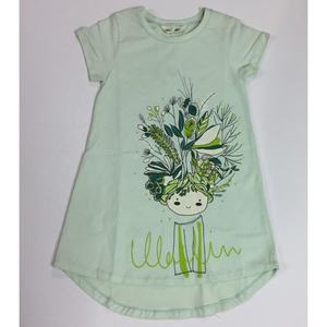 Robe d'été décontractée en coton à manches courtes pour petites filles Ensemble jupe pull imprimé à motifs - Product Image 1