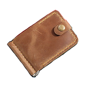 Men's Brown Vintage Retro Moneyclip Wallet Genuine Cowhide Credit Card Holder Crazy Horse Leather Money Clip Minimalist Wallets - Product Image 4