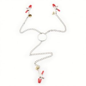 Jouets pour adultes pour femmes, pinces pour mamelons et clitoris pour couples, flirt - triple pinces pour mamelons, chatouilleur inclus, utilisation en soirée BDSM - Product Image 1