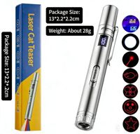 Torcia UV in Lega di Alluminio con Ricarica USB, Indicatore Luminoso Bianco, 5 Modalità, Penna Laser, Giocattolo per Gatti, Certificato CE, Telecomando, Luce Bassa