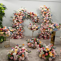 Arche florale artificielle K62 avec roses et verdure pour mariage, Noël, remise de diplôme, décoration de scène