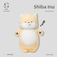 Peluche Shiba Inu Mignonne en Position Décontractée, Adorable Chiot en Peluche, Coussin de Sommeil Doux en Polyester et Coton PP, Cadeau d'Anniversaire Parfait