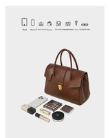 Sac à main de bureau structuré en cuir véritable de style vintage de qualité supérieure pour femmes, deux sangles, résistant à l'eau, antivol