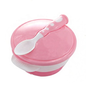 Ensemble de bols d'alimentation pour bébé écologiques sans BPA, en <span class=keywords><strong>PP</strong></span> de qualité alimentaire, design classique avec cuillère verte et rose, produit de sécurité pour bébé - Product Image 2