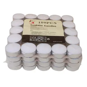 공장 도매 따뜻한 차 화이트 파라핀 왁스 12G 3.5 시간 무연 Tealight 촛불