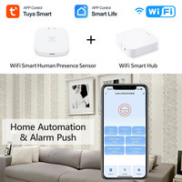 Détecteur de présence intelligent Tuya WiFi 2.4G à détection respiratoire, montage mural latéral, portée 0-8M, USB 5V PST-ZY-M100-S