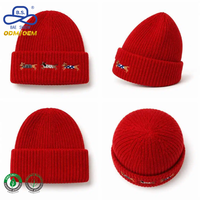 Gorro de Punto Promocional de Invierno con Bordado de Dachshund, Diseño Personalizado, Puño Acanalado, Venta al por Mayor, Embalaje de Marca, OEM