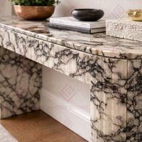 Table console en marbre Calacatta Viola sur mesure avec deux tiroirs en pierre au design moderne pour l'entrée de la maison en marbre