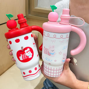Vaso térmico doble con asa para viaje, para mujer, de gran capacidad. - Product Image 1