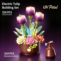 Set de Construcción de Flores que Florecen con Control Remoto, Novedad de Escritorio para Importadores de Regalos, Gama Educativa para Venta Minorista Global
