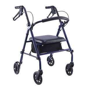 <b>Walker</b> Rollator With Seat And Brakes For <b>Elderly</b> Shopping Assistance Stainless Steel Frame Foldable Design - Product Image 1