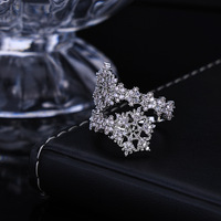 Bague Flocon de Neige Sertie de Zircons Cubiques pour Femme, Bijoux Fins, Zircon Scintillant, Cadeau pour Femme