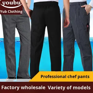 Pantaloni <span class=keywords><strong>da</strong></span> <span class=keywords><strong>Lavoro</strong></span> <span class=keywords><strong>da</strong></span> Chef a Righe Elasticizzati all'Ingrosso in Pronta Consegna, Divisa Casual <span class=keywords><strong>da</strong></span> Cameriere per <span class=keywords><strong>Ristorante</strong></span> e Hotel, Accessorio in Tessuto per Chef - Product Image 3