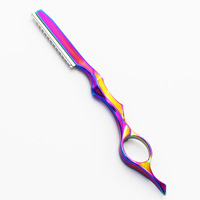 Couteau à raser professionnel réutilisable pour affiner le visage, avec placage électrolytique coloré, pour la coupe de cheveux par les barbiers, fabriqué en Chine