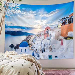 Tapisserie de l'île de Santorin en Grèce, Europe, vue sur la <span class=keywords><strong>mer</strong></span> bleue, tapisserie murale pour salon - Product Image 6