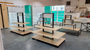 खुदरा स्टोर डिजाइन सुपरमार्केट इलेक्ट्रिक उपकरण लकड़ी के शेल्फ गोंडोला धातु डबल-पक्षीय सुपरमार्केट अलमारियों - Product Image 3