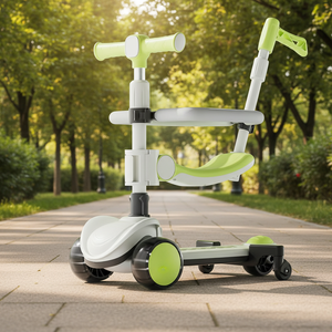 Patinete Infantil con Manillar Electrónico Plegable de Altura Ajustable, Asiento Extraíble, Luces Intermitentes en las 3 Ruedas, Juguete para Niños y Niñas - Product Image 3