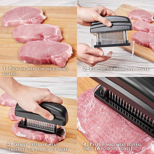Outil à attendrir la viande, 21 lames, acier inoxydable, antiadhésif, compatible congélateur, lave-vaisselle, écologique, rend les steaks les plus durs tendres - Product Image 5
