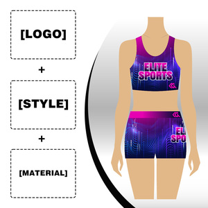 Màu xanh và màu đen thể thao áo ngực hàng đầu thể dục khiêu vũ thực hành mặc cô gái trẻ em Crop Top và quần short cho học viện khiêu vũ - Product Image 3