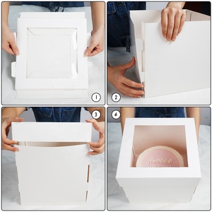 Tùy Chỉnh Thanh Lịch In Trắng Cửa Sổ Bánh Hộp Gấp Bao Bì 4 6 <span class=keywords><strong>8</strong></span> 10 12 Inch Giấy Sinh Nhật Bánh Hộp - Product Image 4