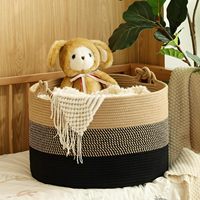 Grand panier en corde de coton tissé pour linge de bébé panier pliable pour couverture de salon organisation pour le stockage des vêtements