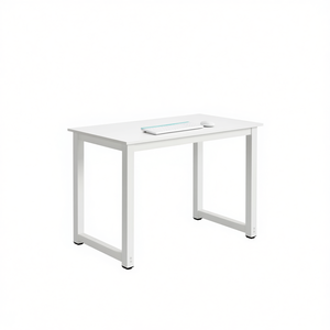 Scrivania per computer FCH 110 cm, piano bianco, in truciolato P2, piedi in acciaio, mobili per ufficio domestico - Product Image 1