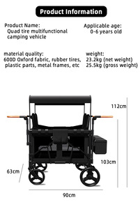 Carrito Plegable de Alta Calidad para Jardín y Playa, Cochecito Plegable para 4 Bebés, Carrito de Camping para Niños - Product Image 4