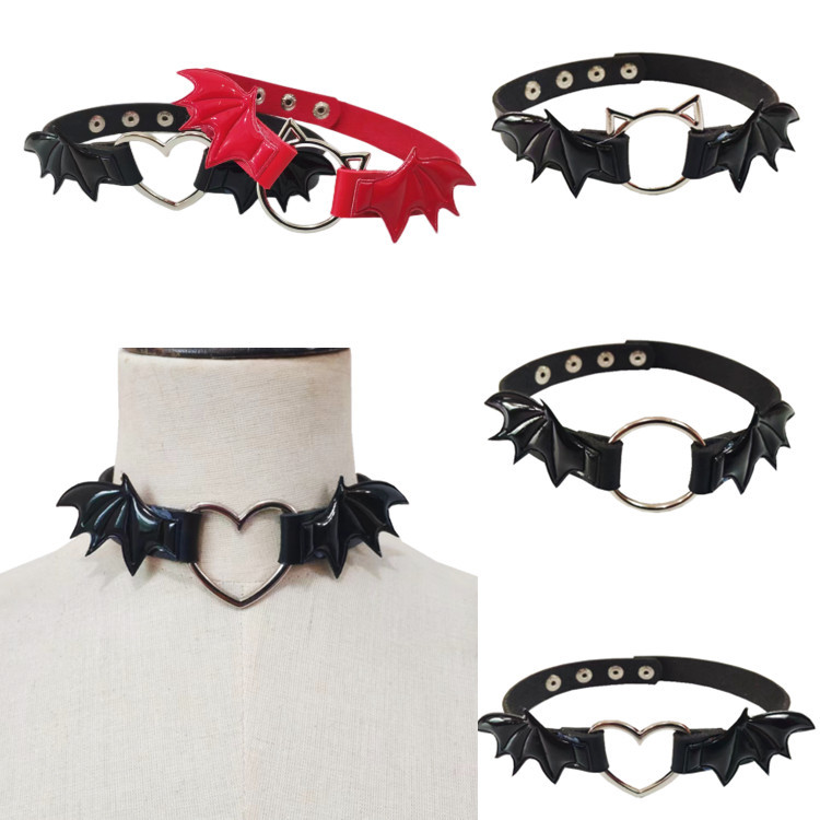 Harajuku Gothic Hart Wing Bat Vleugels Kettingen Roze Wit Harajuku Gothic Hart Wing Bat Vleugels Kettingen Roze Wit