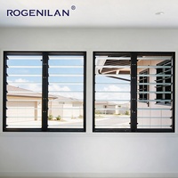 Fenêtres à persiennes en verre trempé extérieur Rogenilan, style français, volets en aluminium à double vitrage manuels