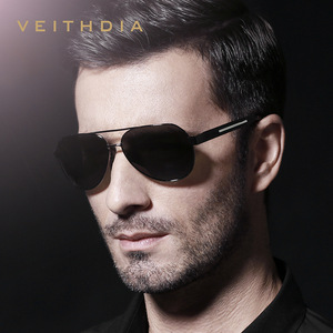 Veithdia Men's Aviator Sunglasses Stainless Steel <b>Frame</b> Blue Mirror Lens UV400 Protection Outdoor Use - Product Image 3