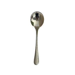 Stainless Steel Hammered Round Spoon 304 Food Grade Soup Dessert Spoon Household <b>Utensil</b> Set of 2 - Product Image 5